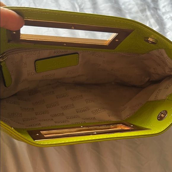 Michael Kors Chartreuse Clutch with Gold Accents - Picture 15 of 17